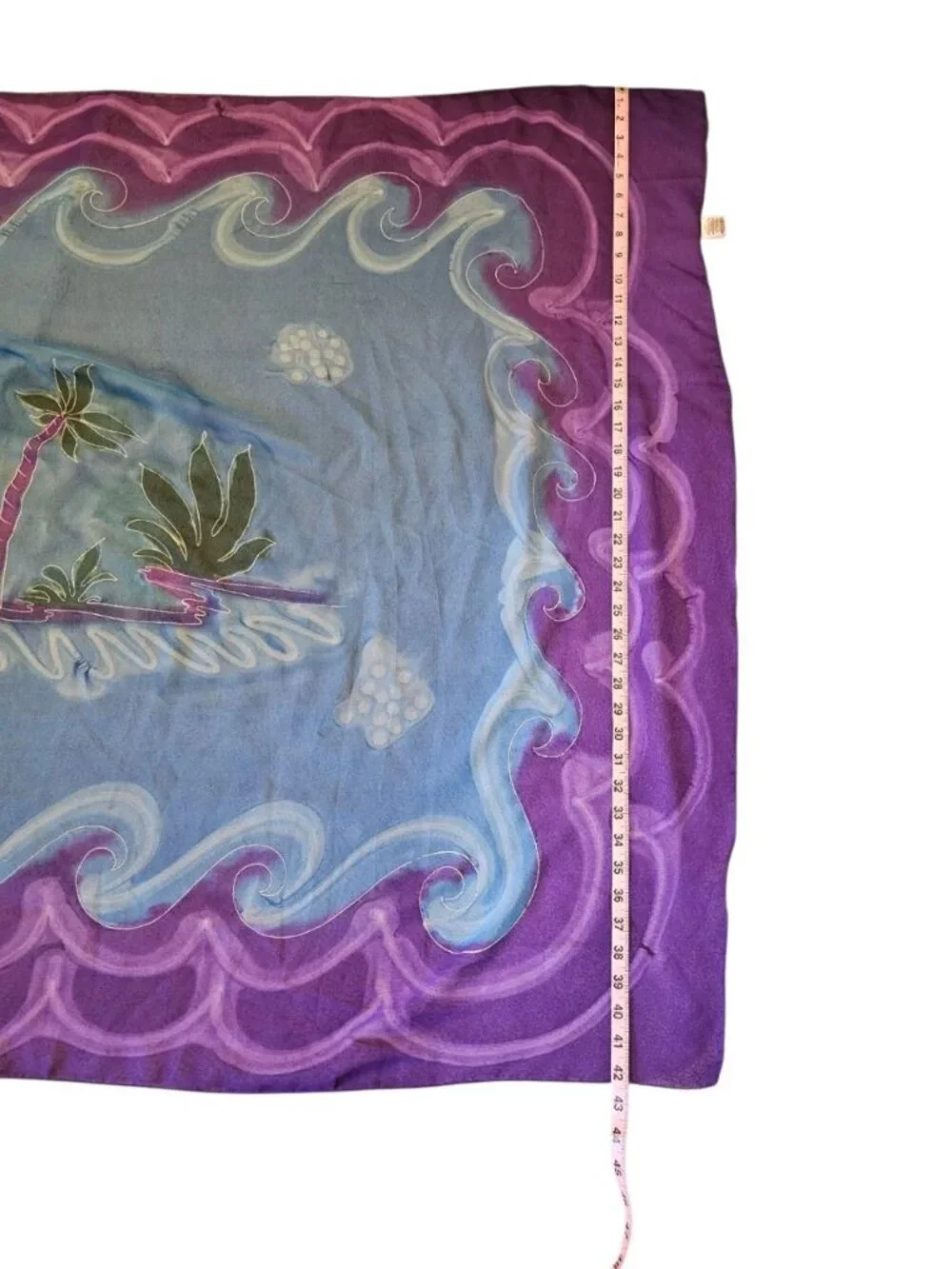 Peppermint Bay Women Long Scarf Purple Blue Palm Tree Print Archival Statement